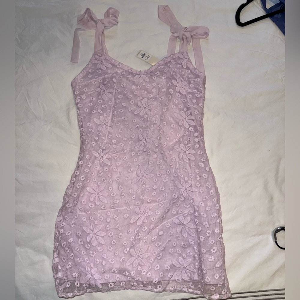 Francesca's Collections Lavender Floral Lace Dress